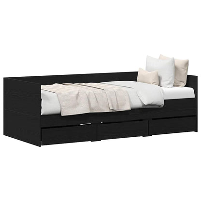 Daybed con testiera Rovere Nero 90 x 190 cm Legno multistrato