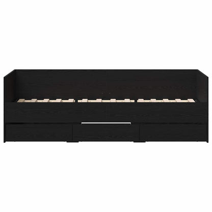 Struttura di daybed con cassetti Rovere nero 90 x 190 cm