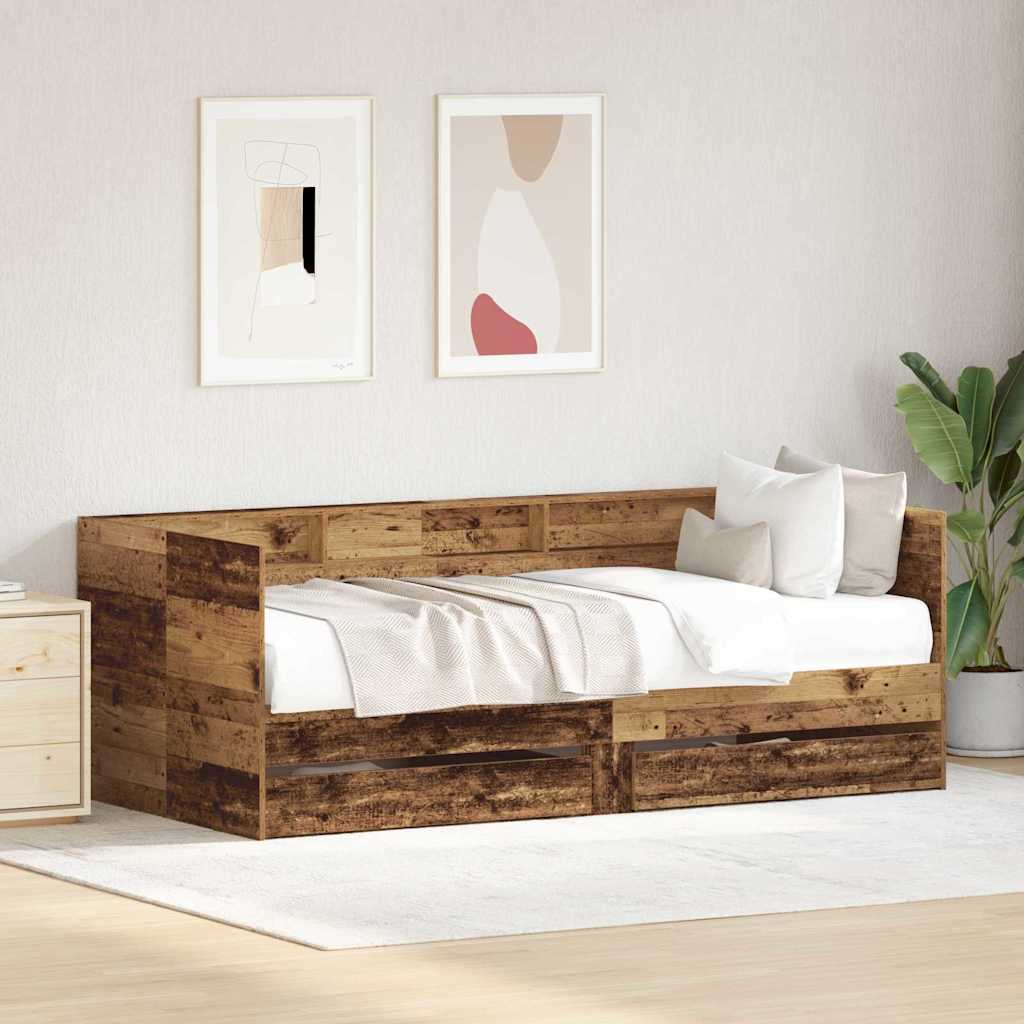 Daybed con testiera Legno vecchio 90 x 200 cm Legno multistrato