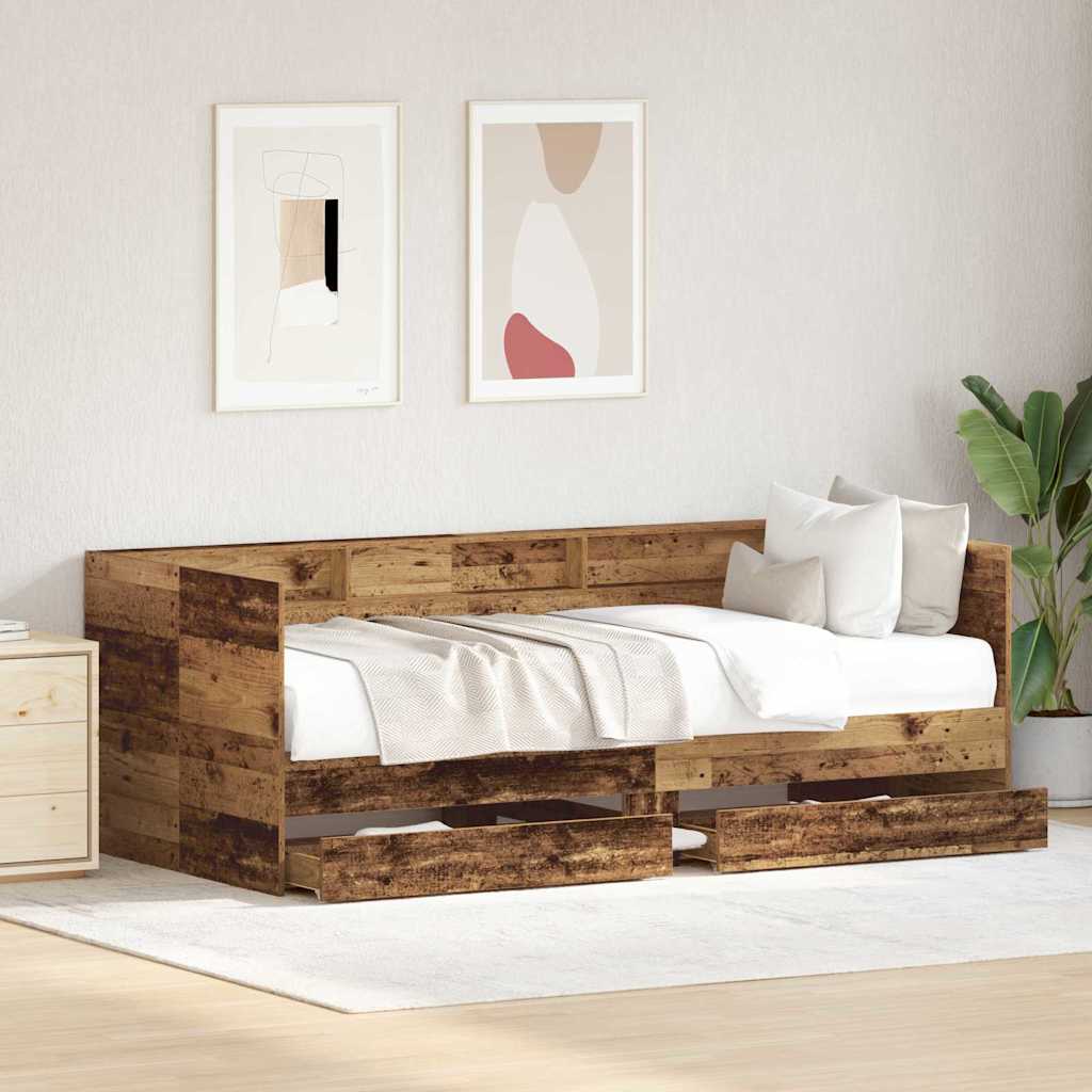 Daybed con testiera Legno vecchio 90 x 190 cm Legno multistrato