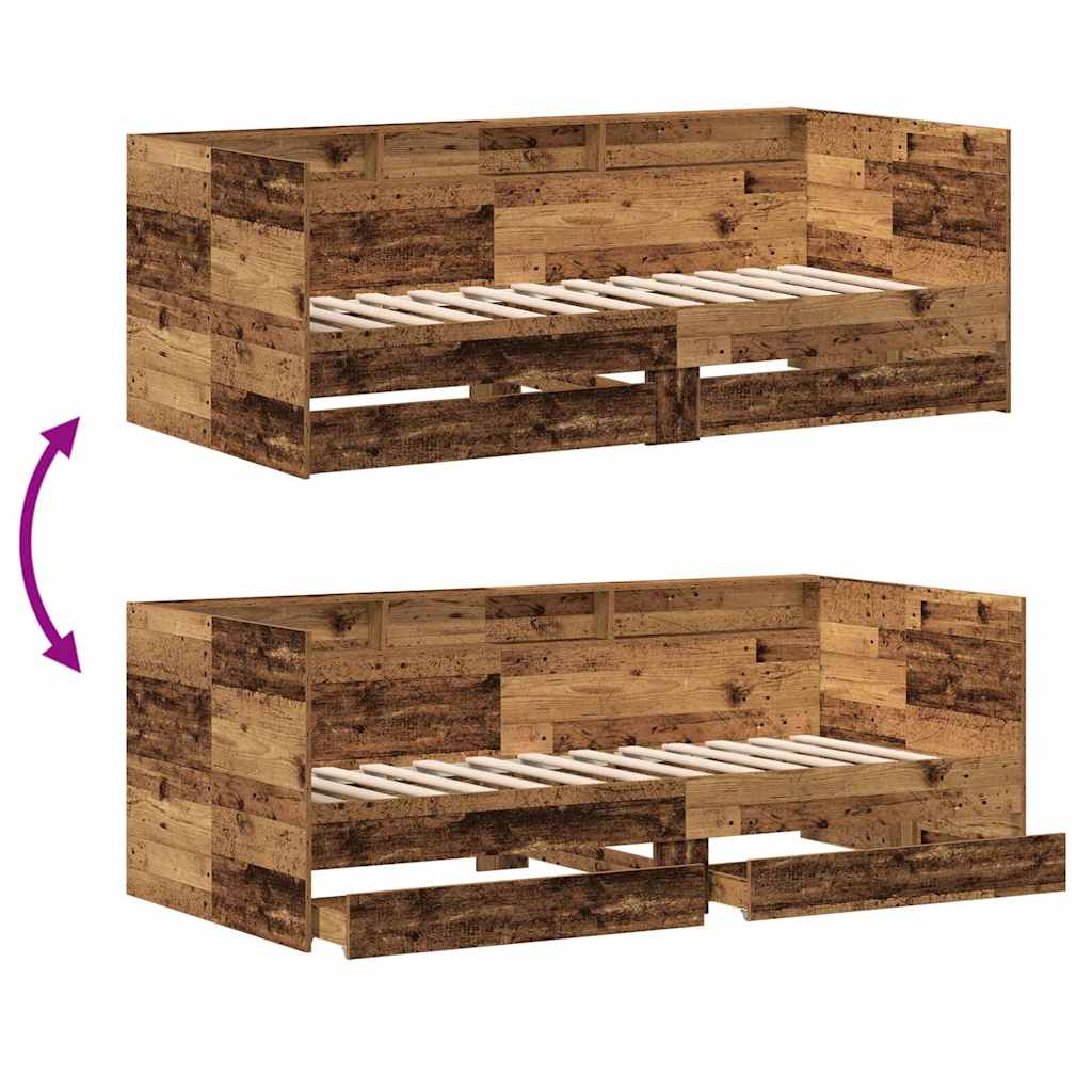 Daybed con testiera Legno vecchio 90 x 190 cm Legno multistrato