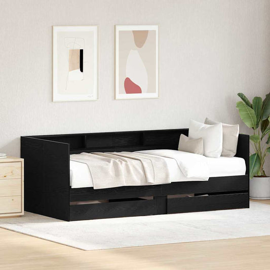 Daybed con testiera Rovere Nero 90 x 190 cm Legno multistrato | homemem39