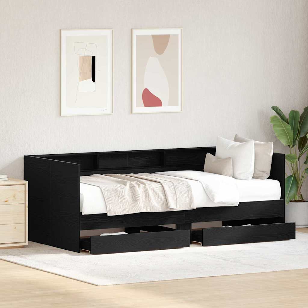 Daybed con testiera Rovere Nero 75 x 190 cm Legno multistrato