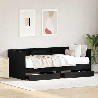Daybed con testiera Rovere Nero 75 x 190 cm Legno multistrato