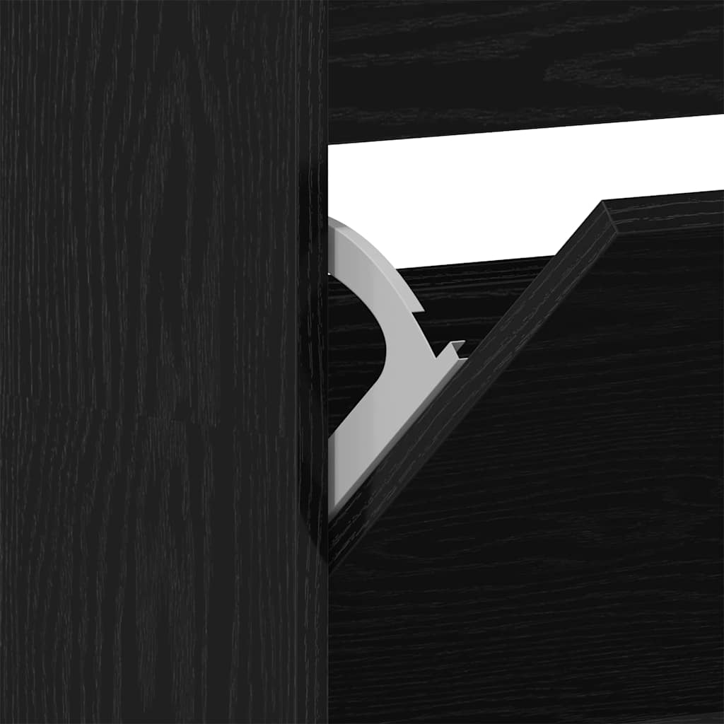 Mobile per scarpe con porta Rovere Nero 80 x 21 x 163,5 cm