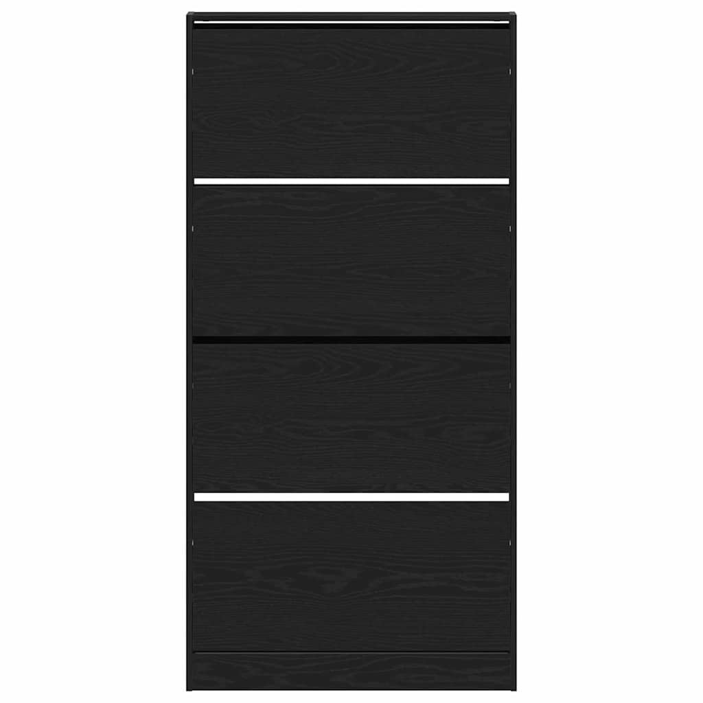 Mobile per scarpe con porta Rovere Nero 80 x 21 x 163,5 cm