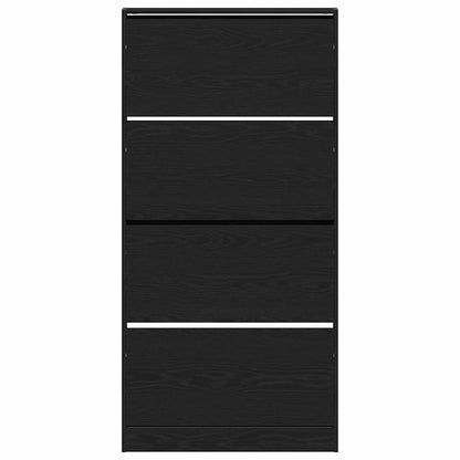 Mobile per scarpe con porta Rovere Nero 80 x 21 x 163,5 cm