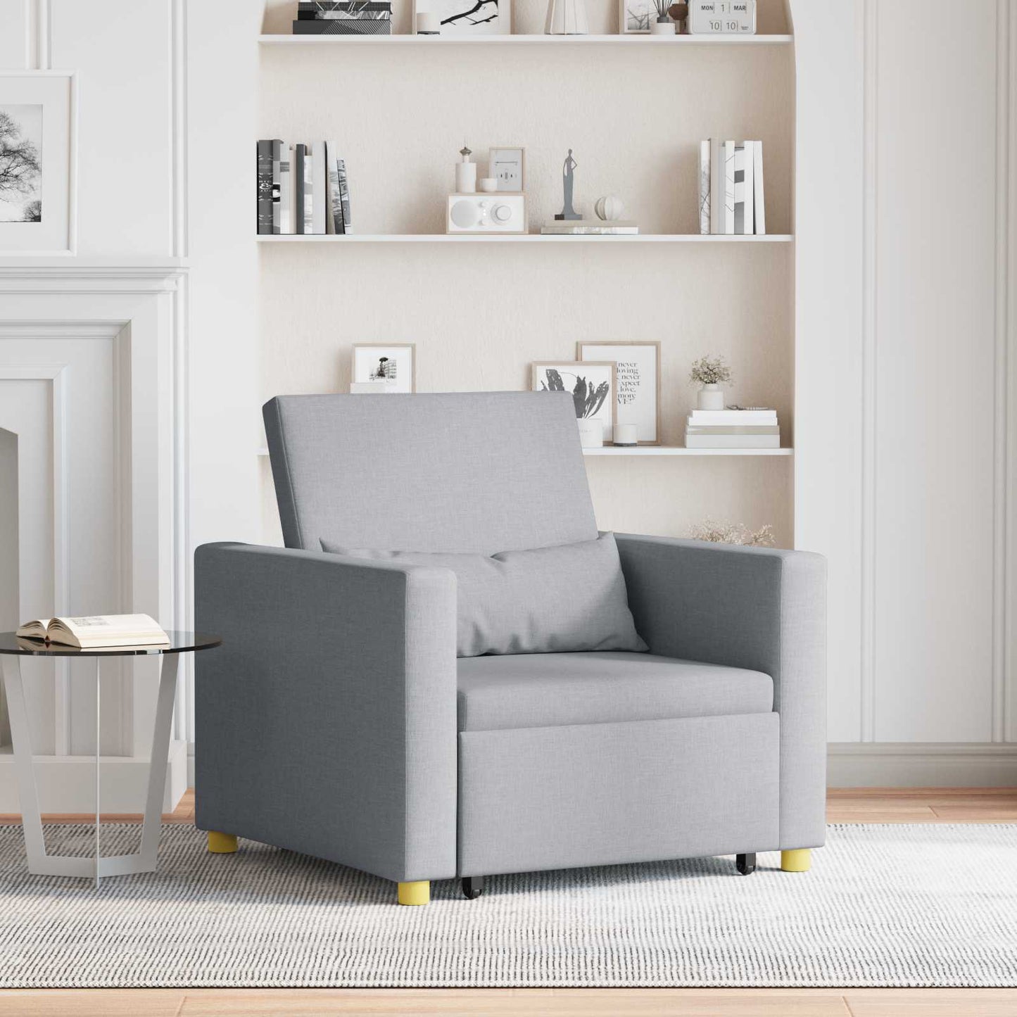 Divano letto estraibile singolo Grigio chiaro 90 x 165 x 87 cm