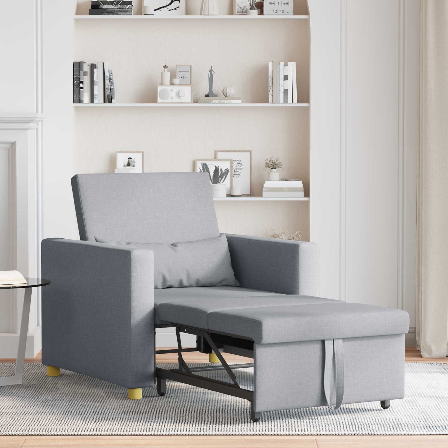 Divano letto estraibile singolo Grigio chiaro 90 x 165 x 87 cm