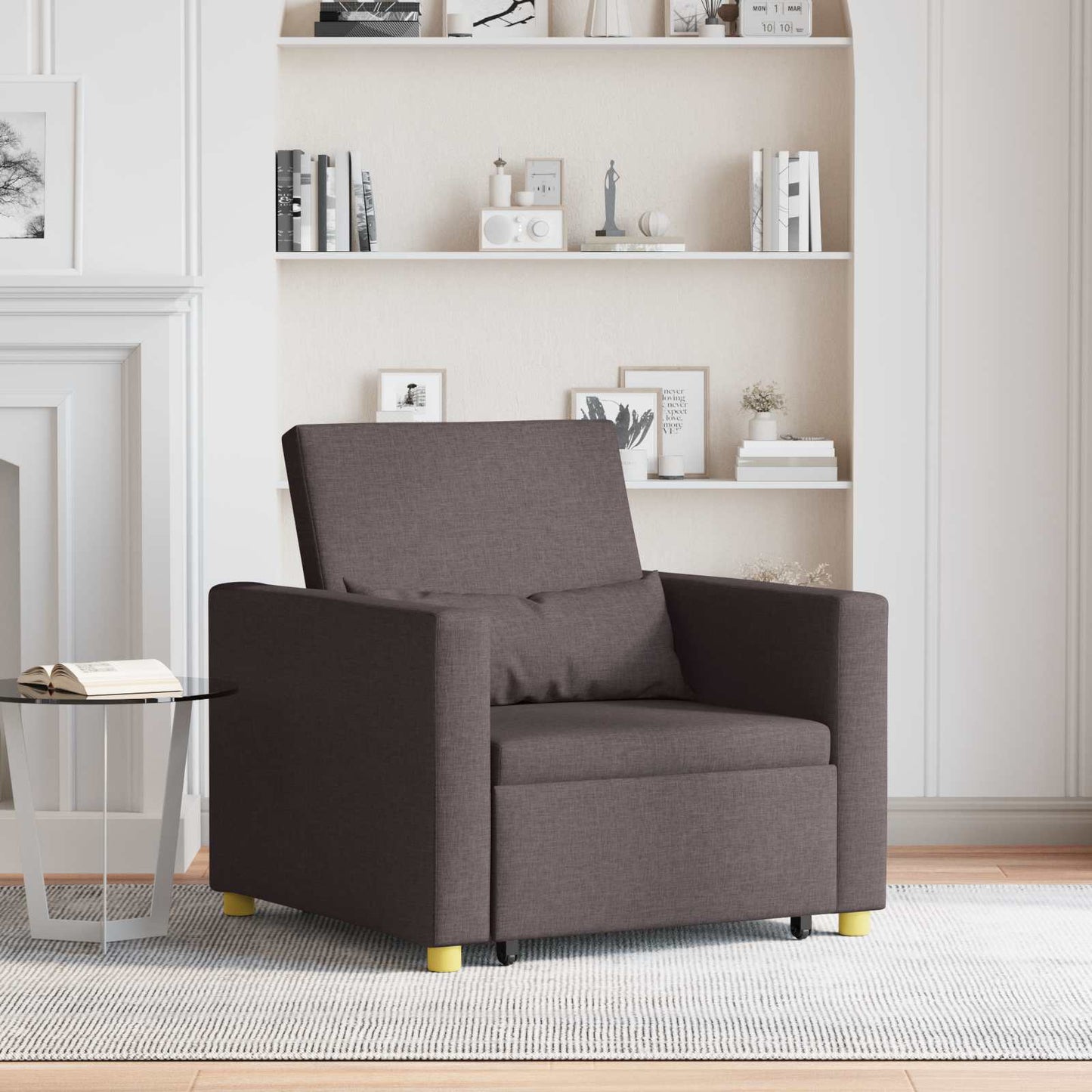 Divano letto estraibile singolo Marrone scuro 90 x 165 x 87 cm