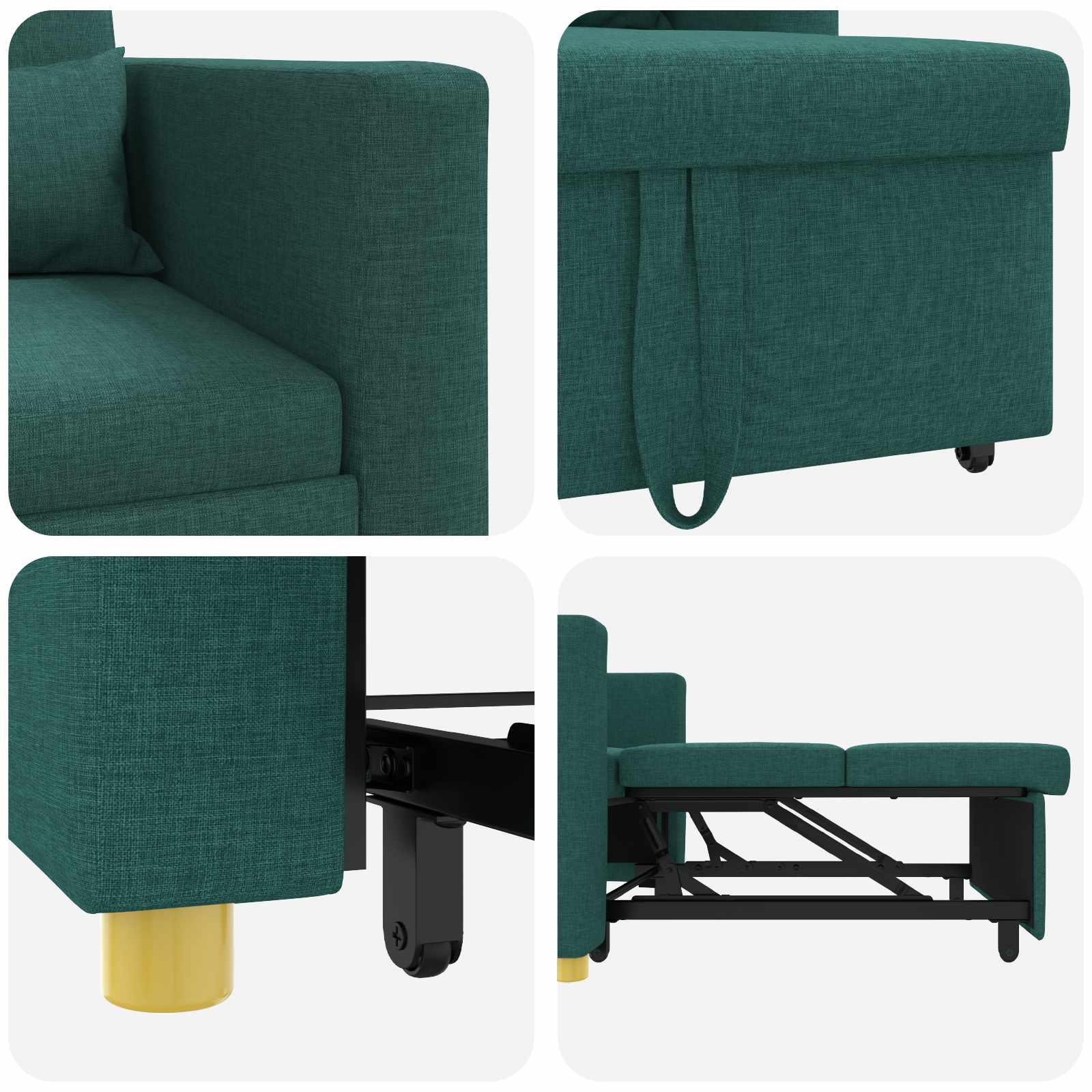 Divano letto estraibile singolo Verde scuro 90 x 165 x 87 cm | homemem39