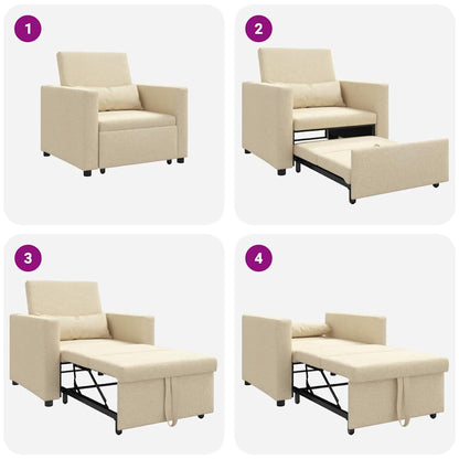 Divano letto estraibile singolo Crema 90 x 165 x 87 cm Tessuto