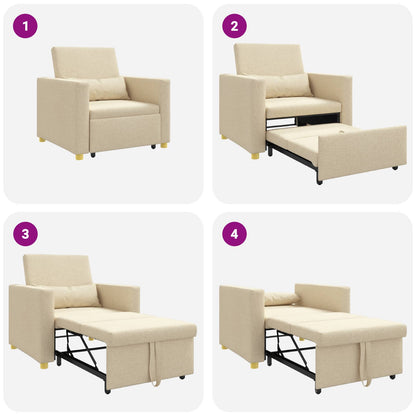 Divano letto estraibile singolo Crema 90 x 165 x 87 cm Tessuto