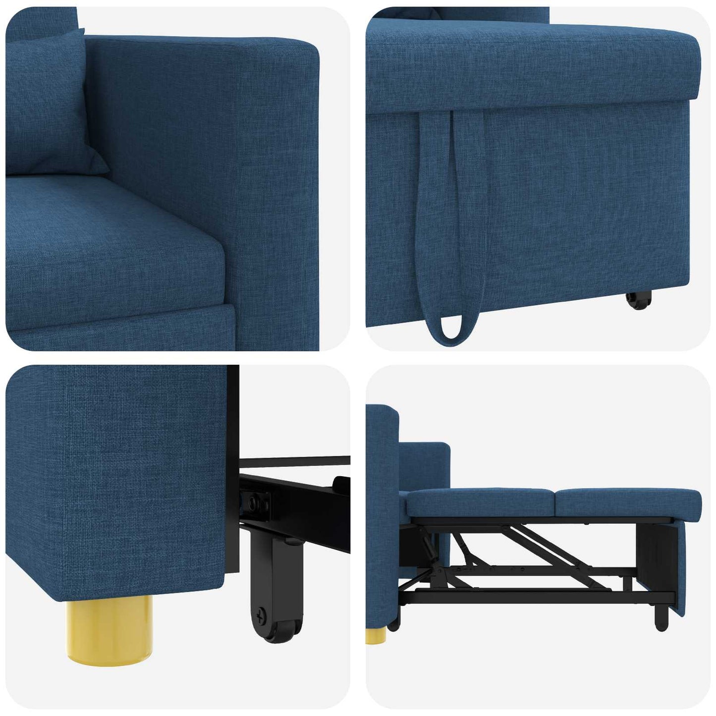 Divano letto estraibile singolo Blu 90 x 165 x 87 cm Tessuto
