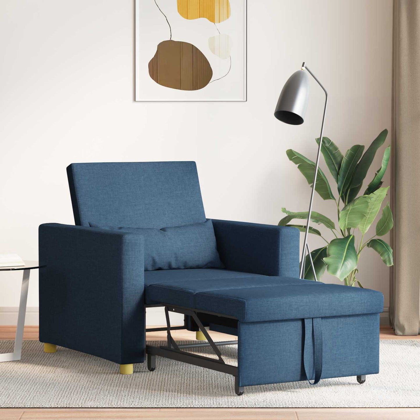 Divano letto estraibile singolo Blu 90 x 165 x 87 cm Tessuto