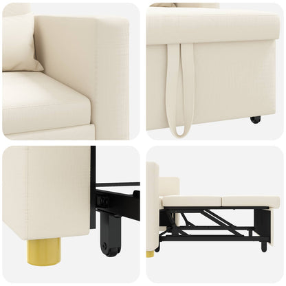 Divano letto estraibile singolo Bianco crema 90 x 165 x 87 cm