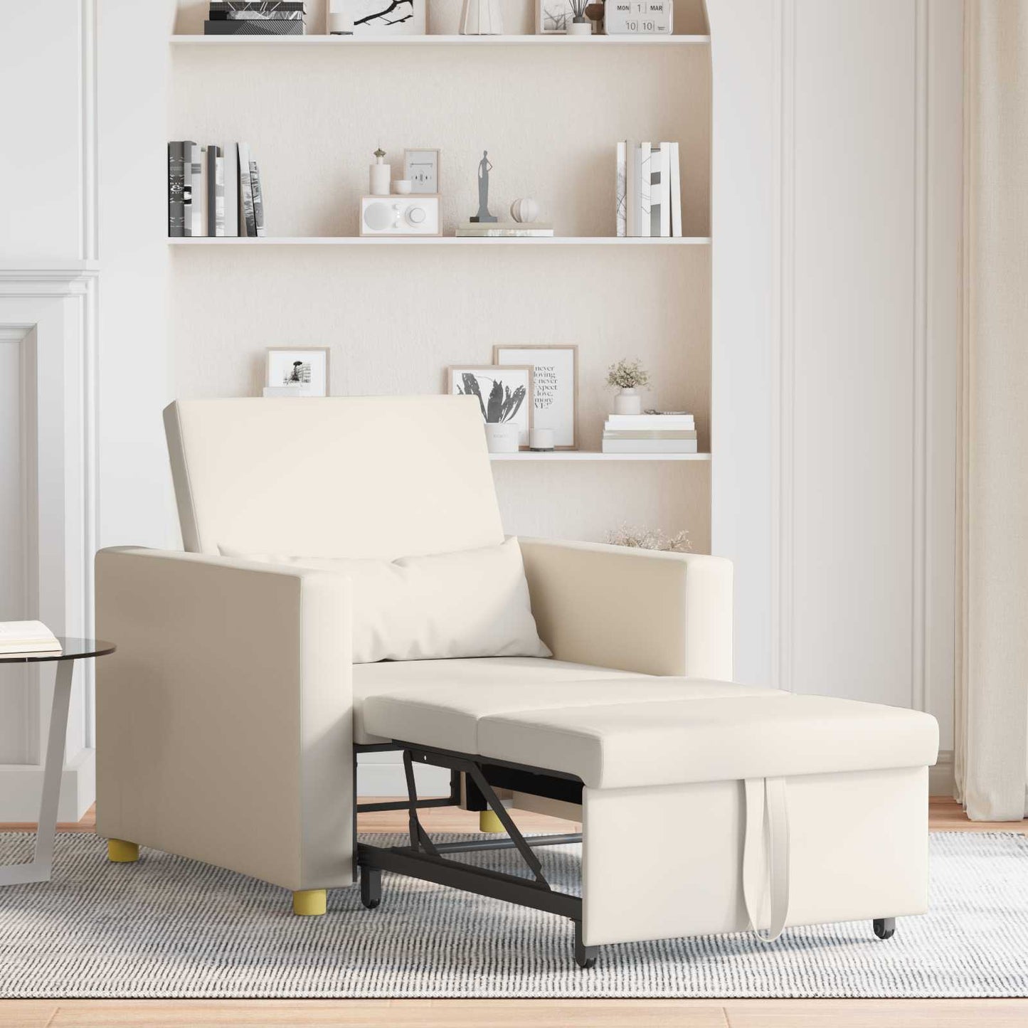 Divano letto estraibile singolo Bianco crema 90 x 165 x 87 cm