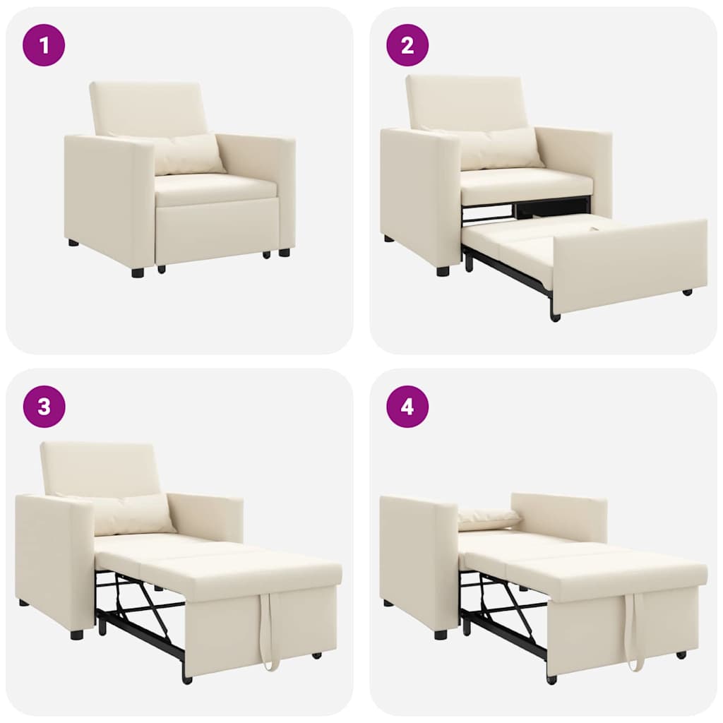 Divano letto estraibile singolo Bianco crema 90 x 165 x 87 cm