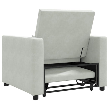 Divano letto estraibile singolo con ruote Grigio chiaro Velluto