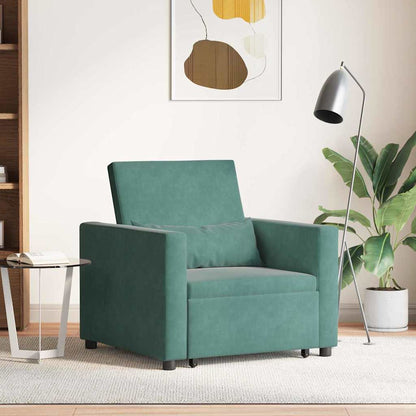 Divano letto estraibile singolo con ruote Verde scuro Velluto