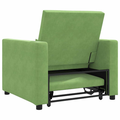 Divano letto estraibile singolo con ruote Verde chiaro Velluto
