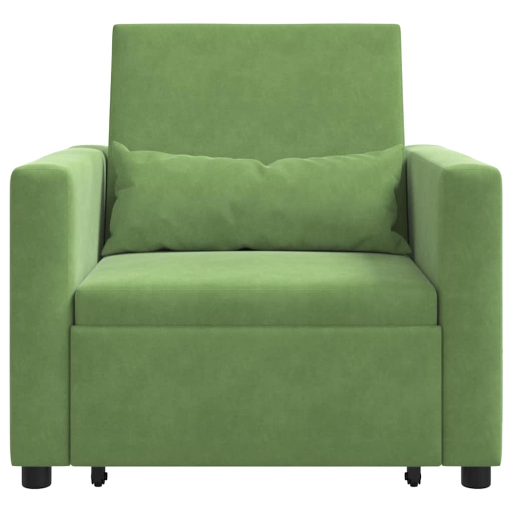 Divano letto estraibile singolo con ruote Verde chiaro Velluto