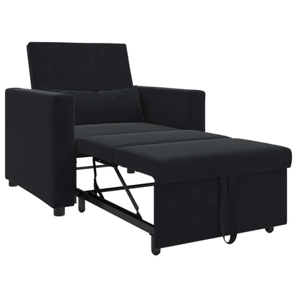 Divano letto estraibile singolo Nero 90 x 165 x 87 cm Velluto