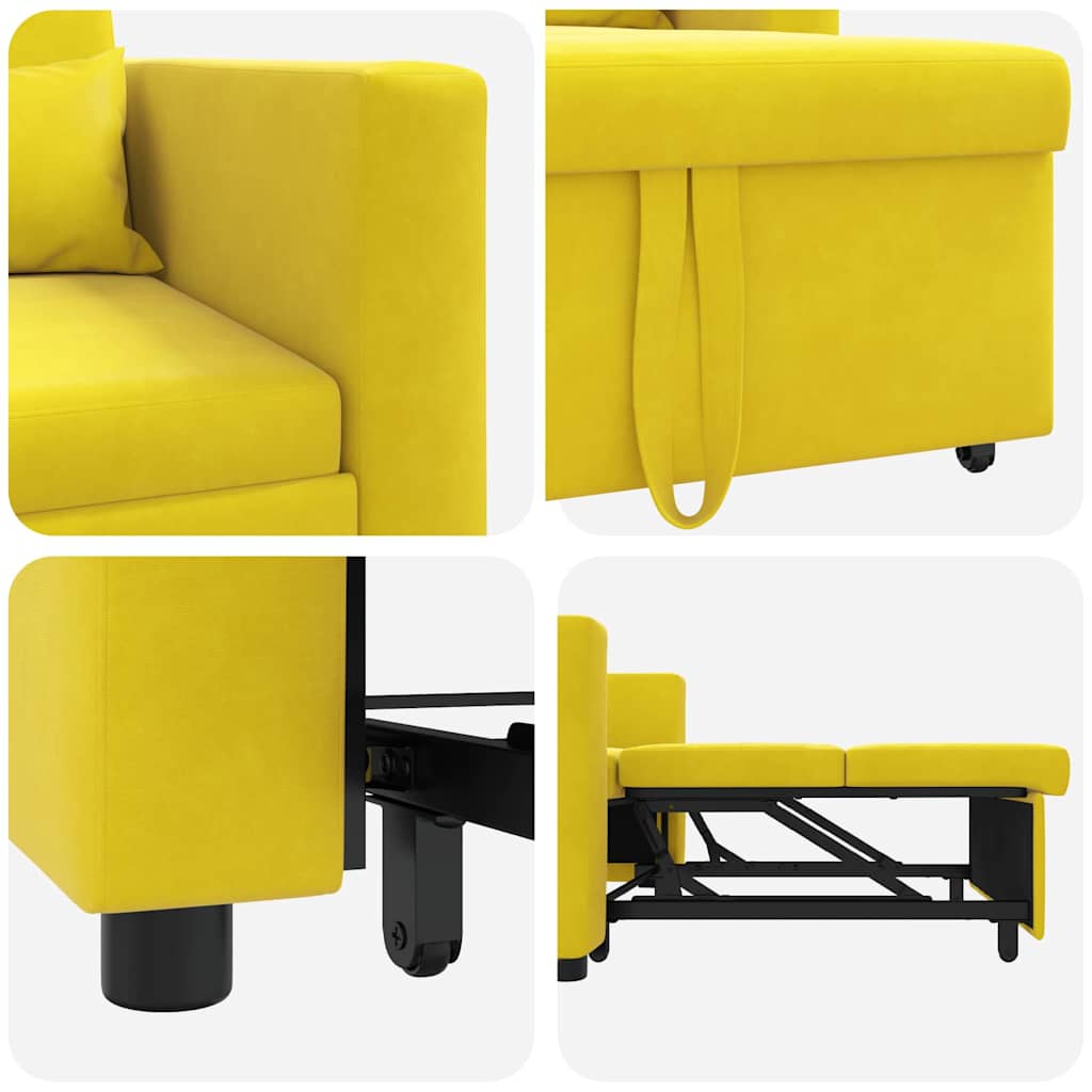 Divano letto estraibile singolo Giallo 90 x 165 x 87 cm Velluto