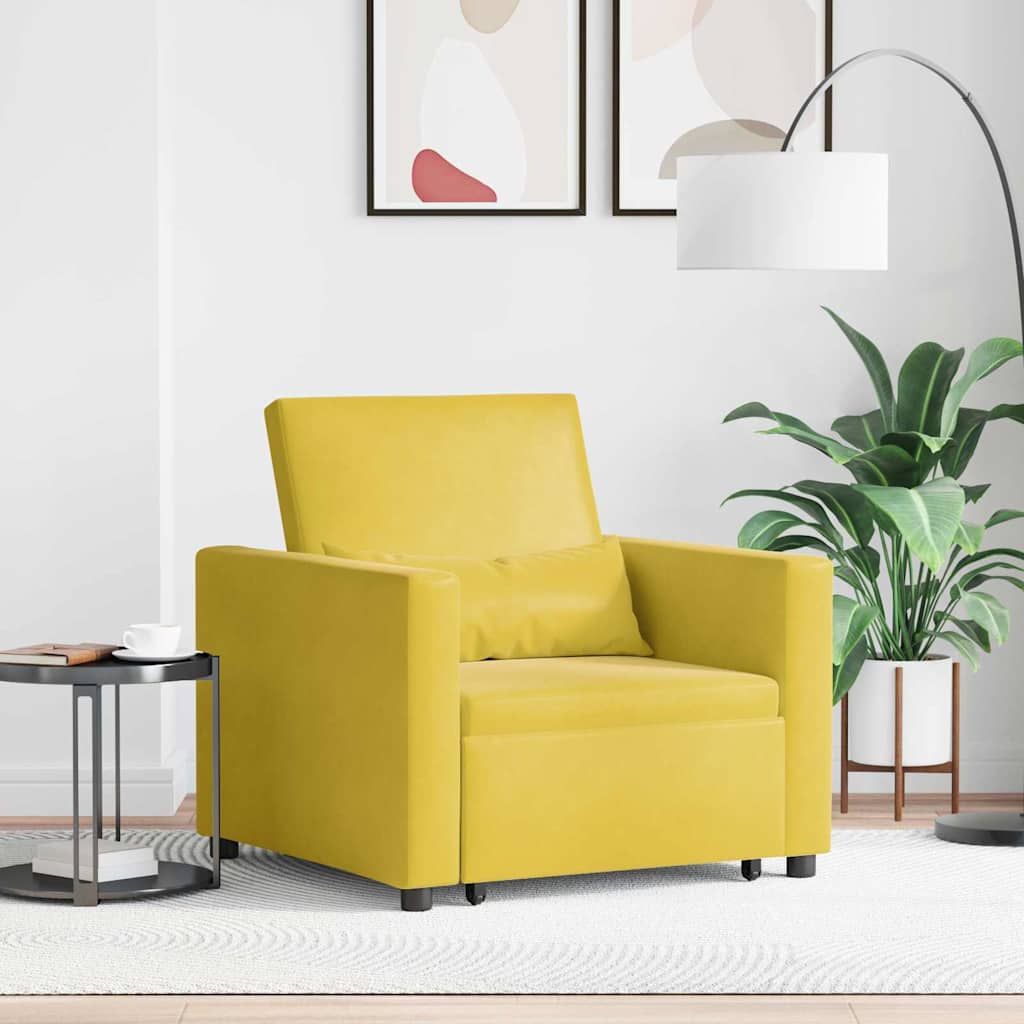 Divano letto estraibile singolo con ruote Giallo Velluto