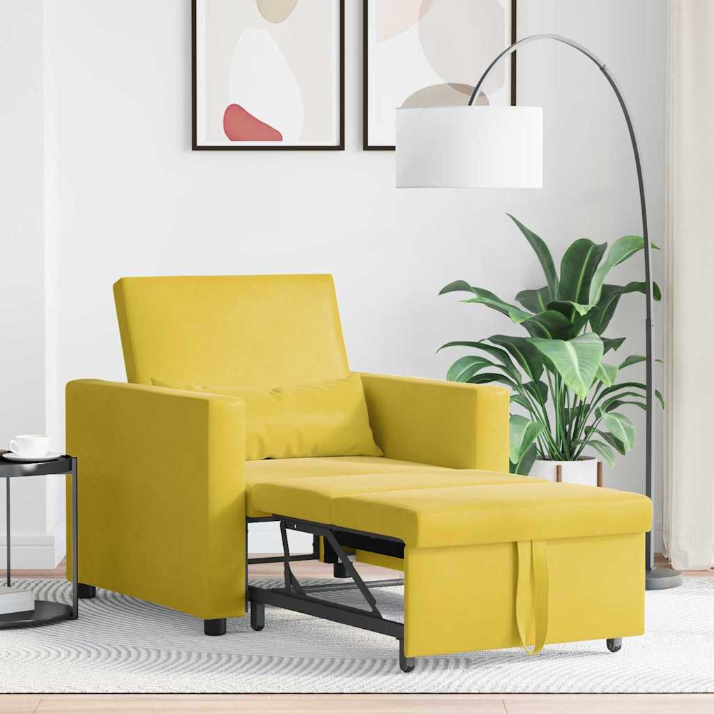 Divano letto estraibile singolo Giallo 90 x 165 x 87 cm Velluto