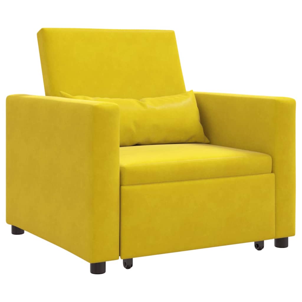 Divano letto estraibile singolo con ruote Giallo Velluto