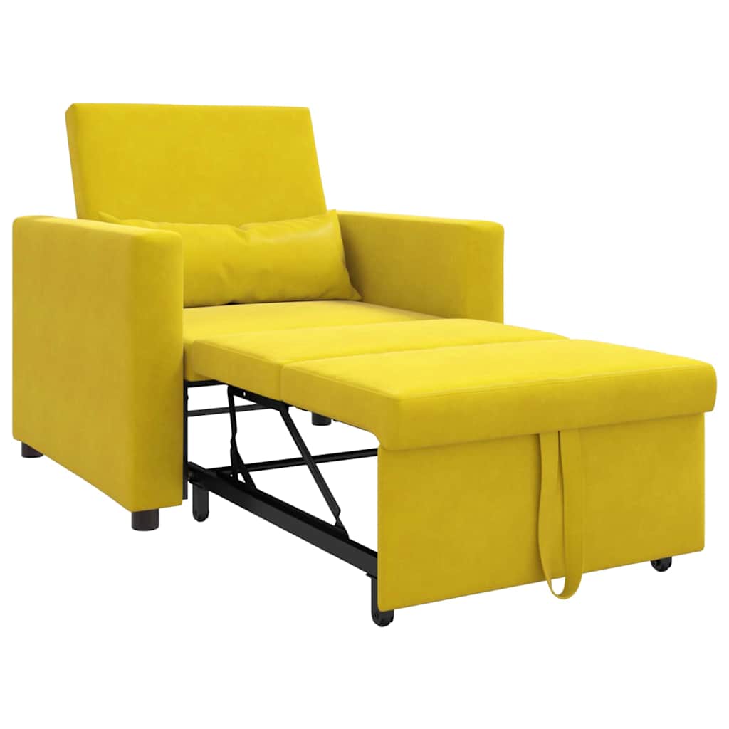 Divano letto estraibile singolo Giallo 90 x 165 x 87 cm Velluto