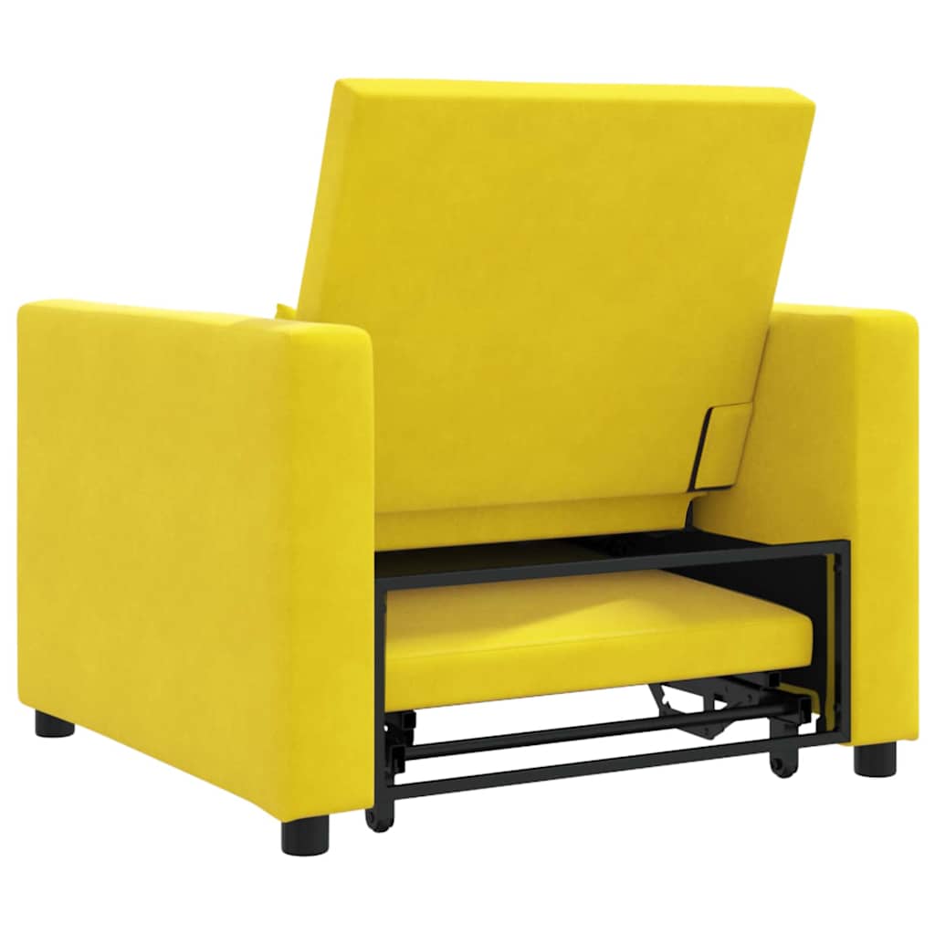 Divano letto estraibile singolo con ruote Giallo Velluto