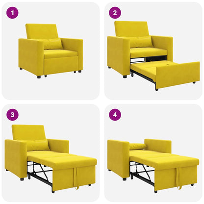Divano letto estraibile singolo Giallo 90 x 165 x 87 cm Velluto