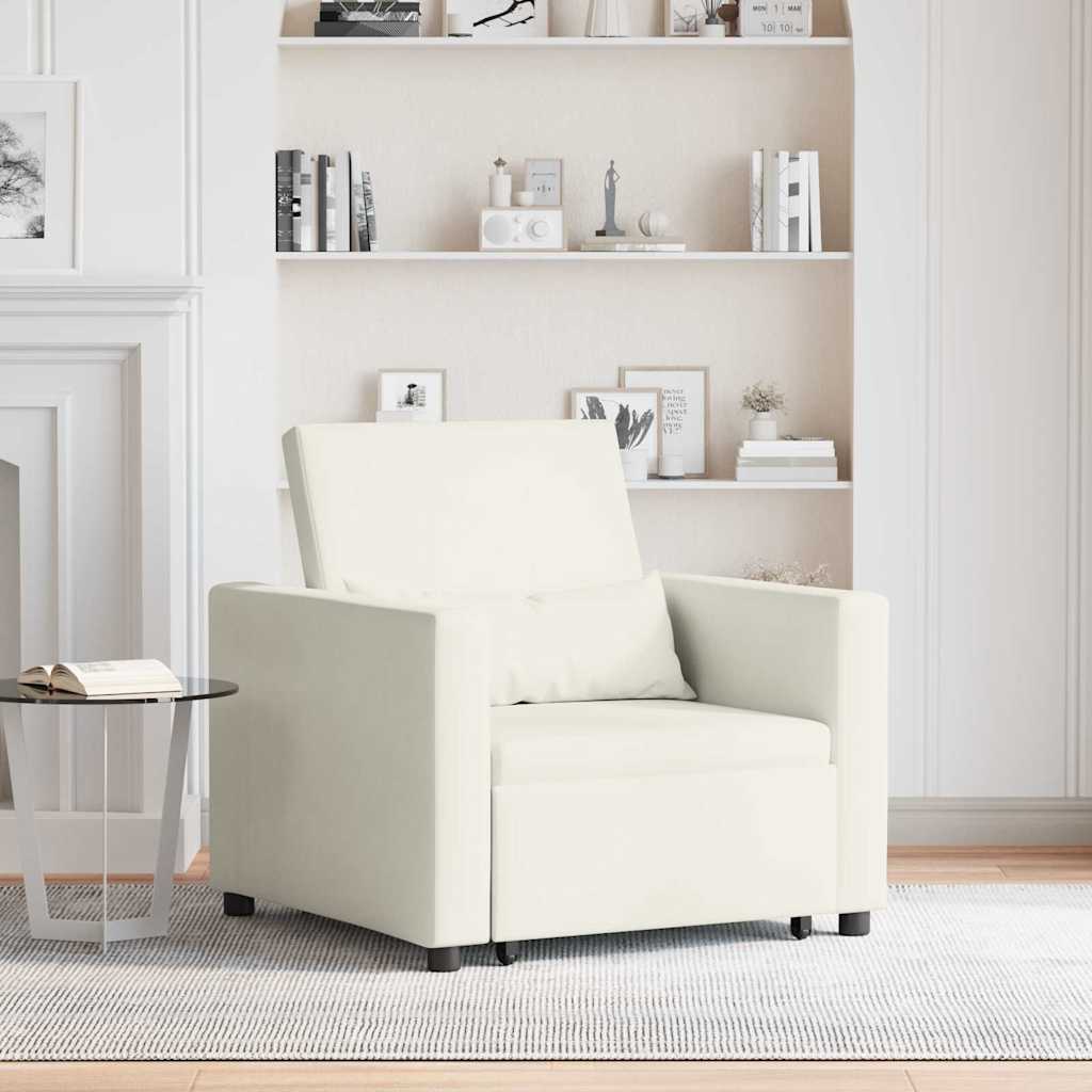 Divano letto estraibile singolo con ruote Crema Velluto