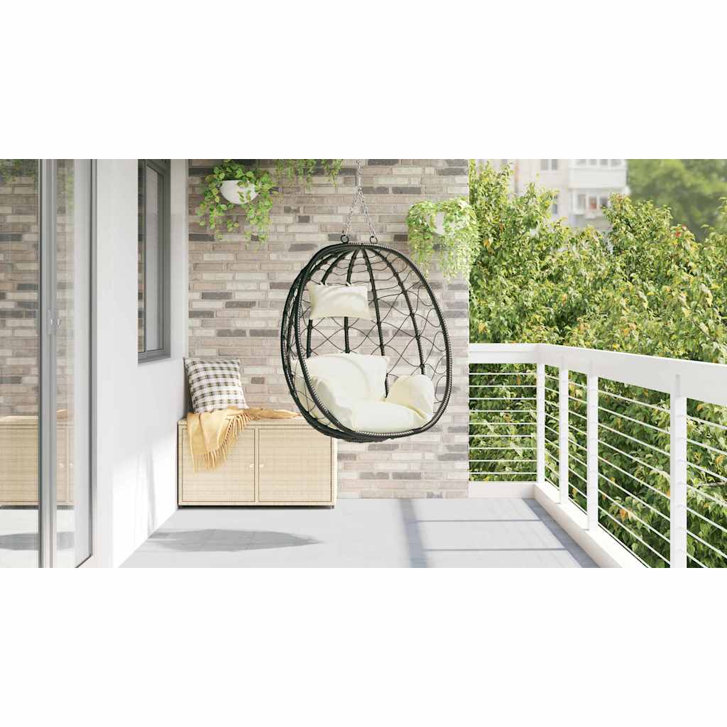 Sedia uovo sospesa Bianco crema 91,5 x 54,5 x 107 cm polyrattan | homemem39