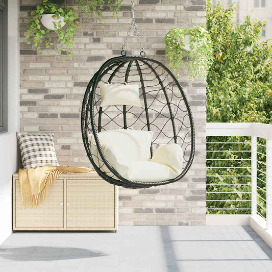 Sedia uovo sospesa polyrattan 91,5 x 54,5 x 107 cm Bianco crema