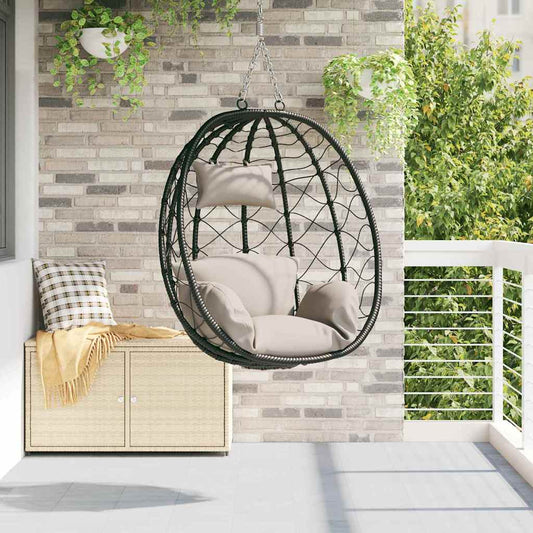 Sedia uovo sospesa polyrattan 91,5 x 54,5 x 107 cm Tortora