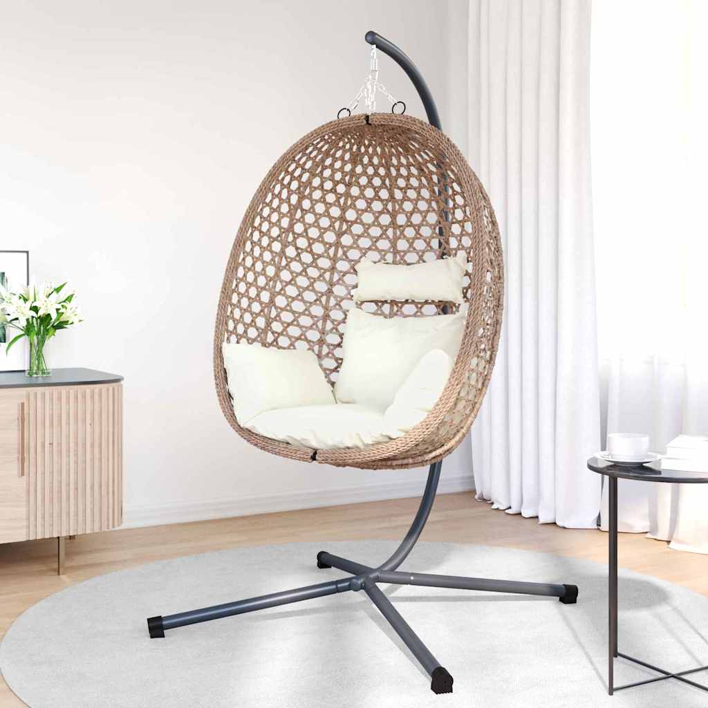 Sedia uovo sospesa Crema Chiara 104 x 100 x 191 cm polyrattan | homemem39