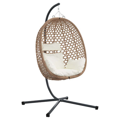Sedia uovo sospesa Crema Chiara 104 x 100 x 191 cm polyrattan | homemem39