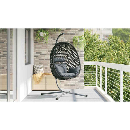 Sedia uovo sospesa Antracite e nero 104 x 100 x 191 cm | homemem39