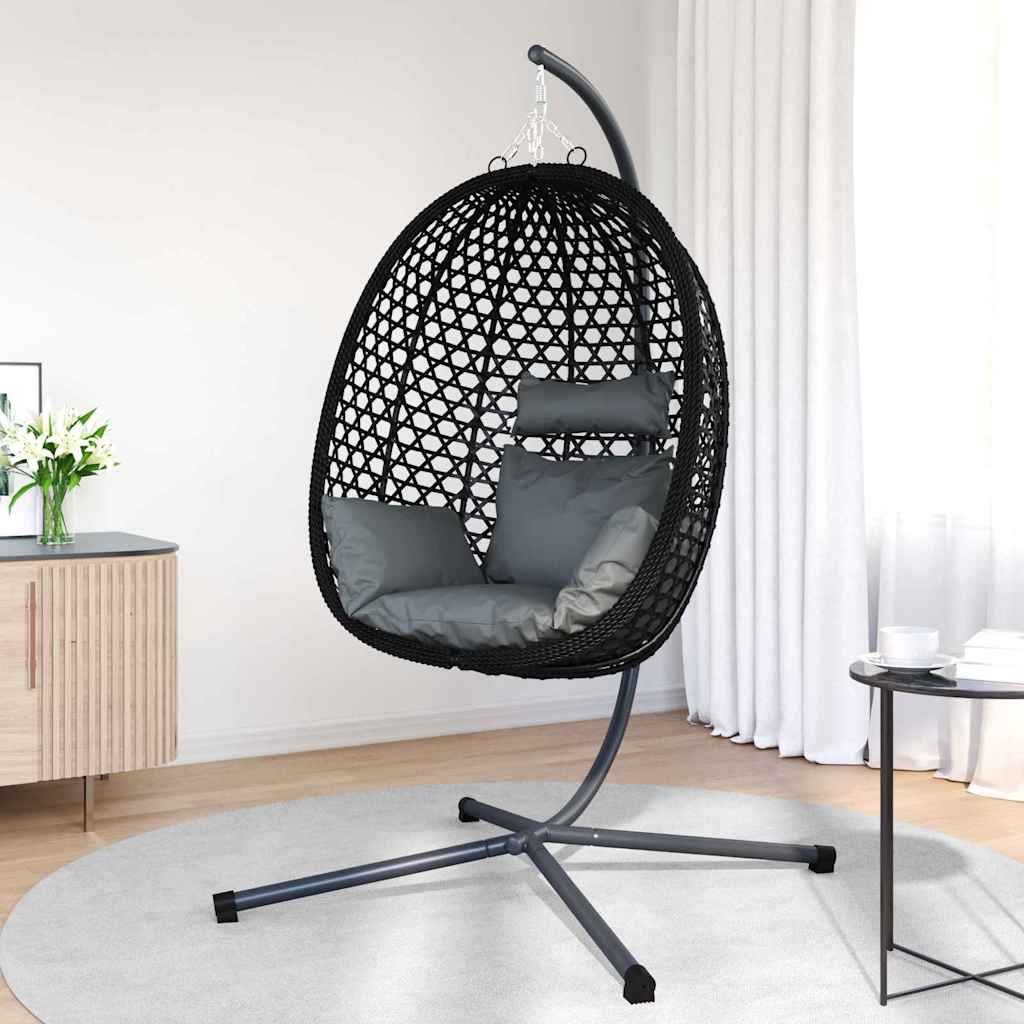 Sedia uovo sospesa Antracite e nero 104 x 100 x 191 cm | homemem39