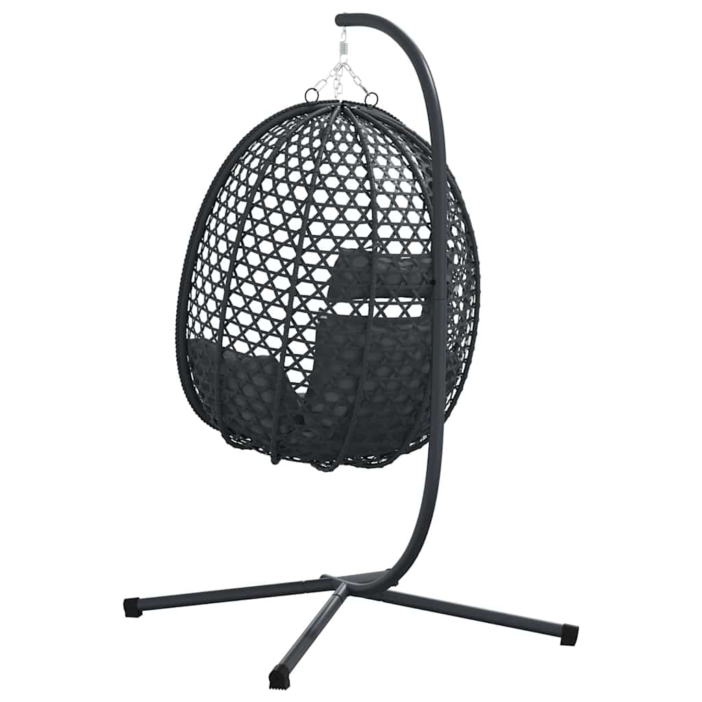 Sedia uovo sospesa Antracite e nero 104 x 100 x 191 cm | homemem39