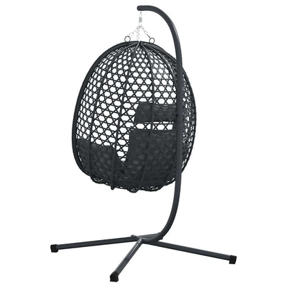 Sedia uovo sospesa Antracite e nero 104 x 100 x 191 cm | homemem39