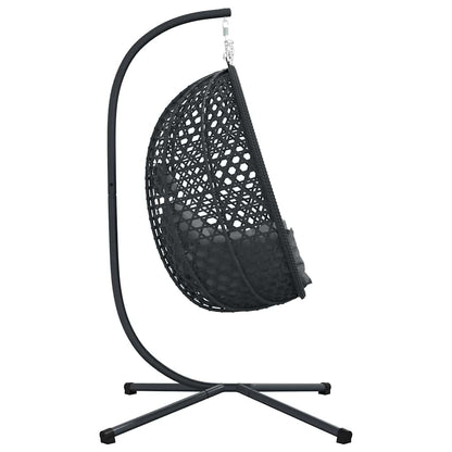 Sedia uovo sospesa Antracite e nero 104 x 100 x 191 cm | homemem39