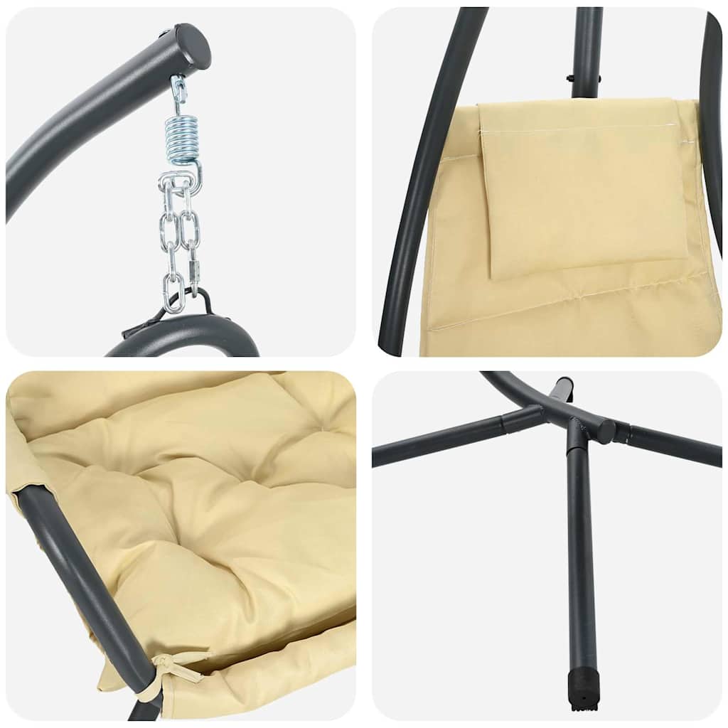 Sedia uovo sospesa Beige 94 x 107 x 196.5 cm Acciaio - homemem39