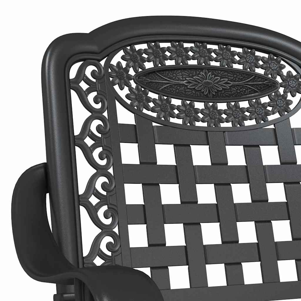 Sedia da Giardino 2 pcs Nero 55 x 56.5 x 91cm Alluminio