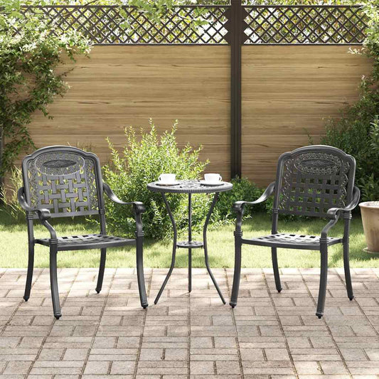 Sedia da Giardino 2 pcs Nero 55 x 56.5 x 91cm Alluminio