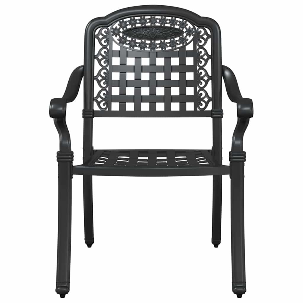 Sedia da Giardino 2 pcs Nero 55 x 56.5 x 91cm Alluminio