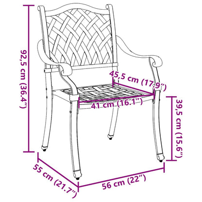 Sedia da Giardino 2 pcs Bronzo 56 x 55 x 92.5cm Alluminio